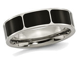Men's Titanium 6mm Black Enamel Flat Polished Wedding Band Ring